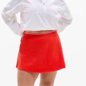 Athleta Ace Advantage HiRise Tipped 13 1/2” Skort In Cardinal/Bright White NWT M